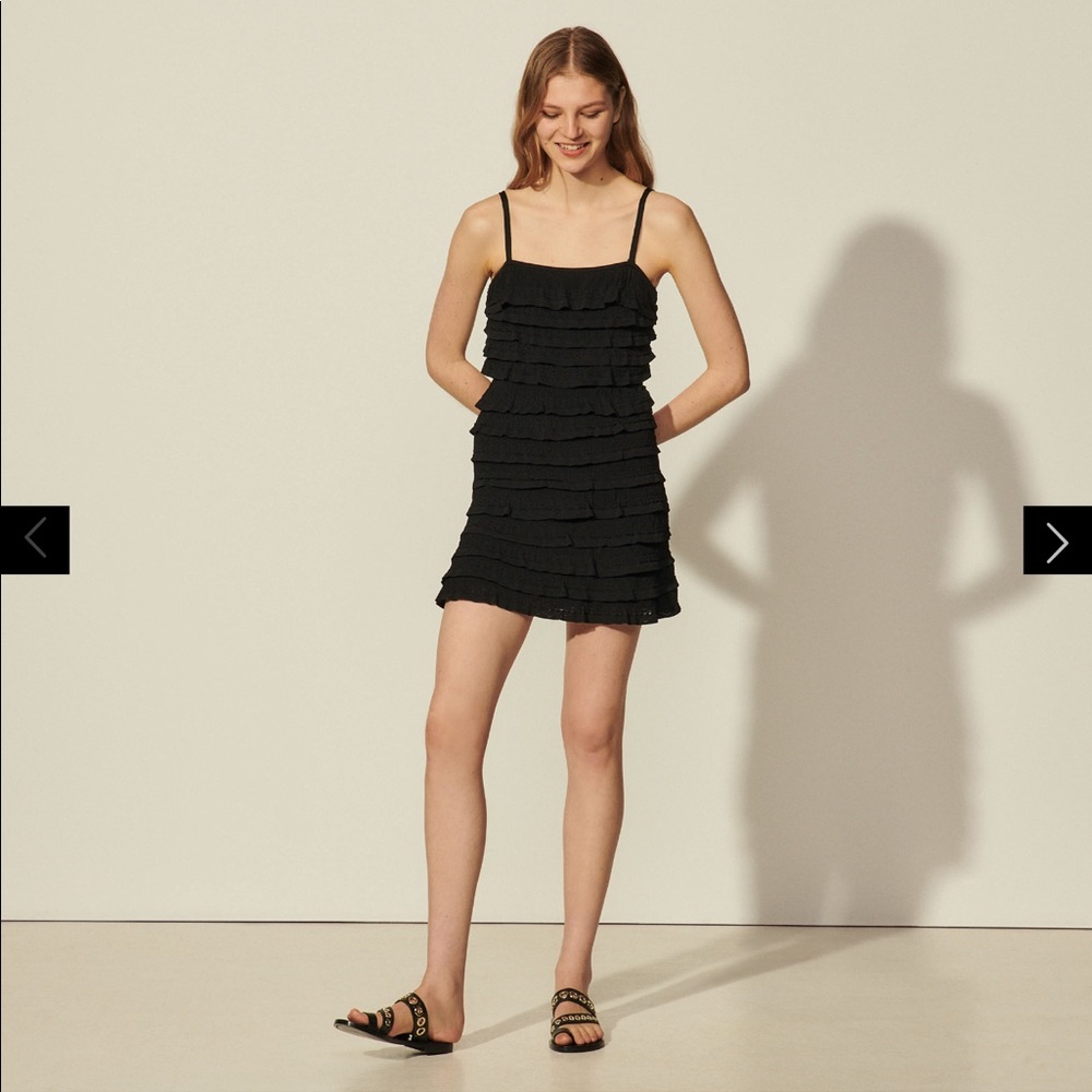 Sandro Ruffled knit dress